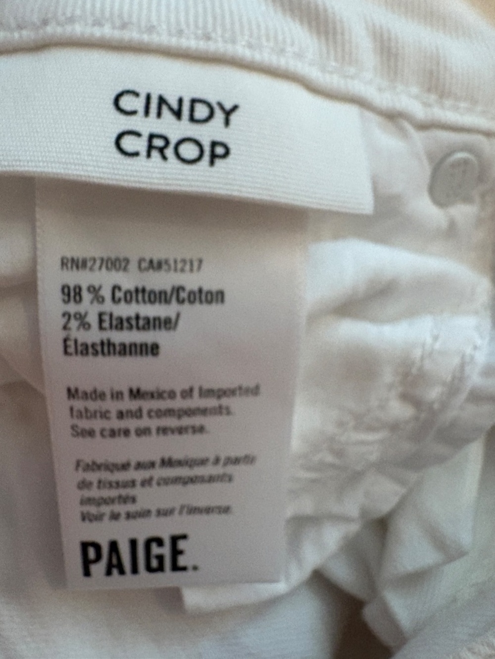 Paige Cindy Crop White Jeans, Size 29 Raw Hem - Picture 3 of 11